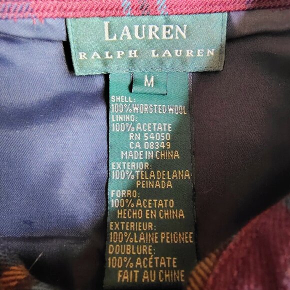 LAUREN Ralph Lauren Shirt Jacket Womens Medium Worsted Wool Front Zip Plaid Camp - Picture 2 of 11